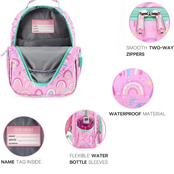 Milasies‎ Toddler Rainbow Print Backpack Pink Multicolor Rainbows Adjustable - Picture 9 of 9